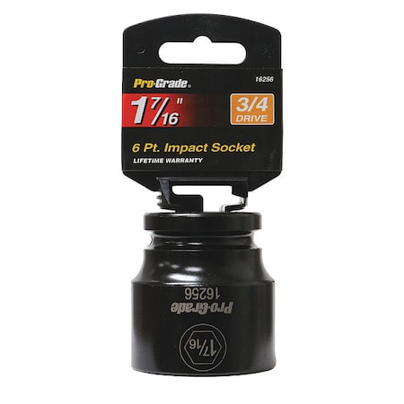 Pro-Grade Tools Socket, 3/4"Dr., 6Pt. 1-7/16" Impact 16256