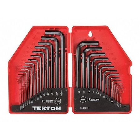 Tekton 30 Piece Metric/SAE L-Shape Hex Key Set, 25253 25253