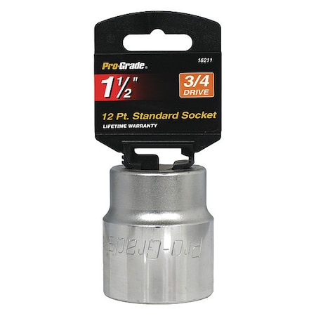 Pro-Grade Tools Socket, 3/4"Dr., 12Pt., 1-1/2" 16211