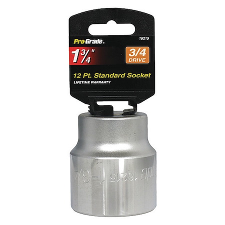 Pro-Grade Tools Socket, 3/4"Dr., 12Pt., 1-3/4" 16215