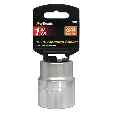 Pro-Grade Tools Socket, 3/4"Dr., 12Pt., 1-3/8" 16209