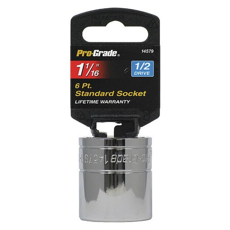 Pro-Grade Tools Socket, 1/2"Dr., 6Pt., 1-1/16" 14579