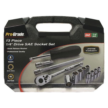 Pro-Grade Tools Socket, 13 pcs., 1/4"Dr., Sae Set 19204