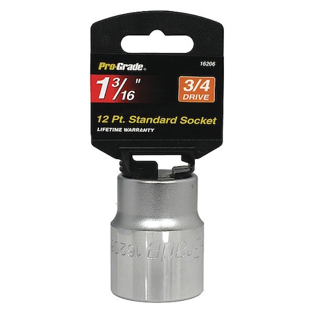 Pro-Grade Tools Socket, 3/4"Dr., 12Pt., 1-3/16" 16206