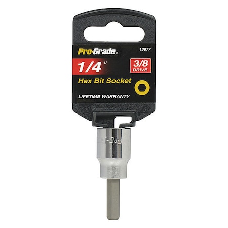 Pro-Grade Tools Socket, 3/8"Dr., 1/4", Hex Bit 13877