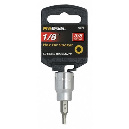 Pro-Grade Tools Socket, 3/8"Dr., 1/8", Hex Bit 13873