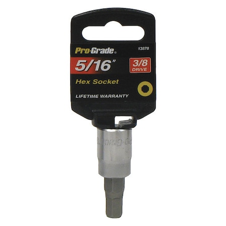 Pro-Grade Tools Socket, 3/8"Dr., 5/16", Hex Bit 13878