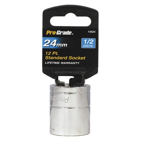 Pro-Grade Tools Socket, 1/2"Dr., 12Pt., 24mm 14524