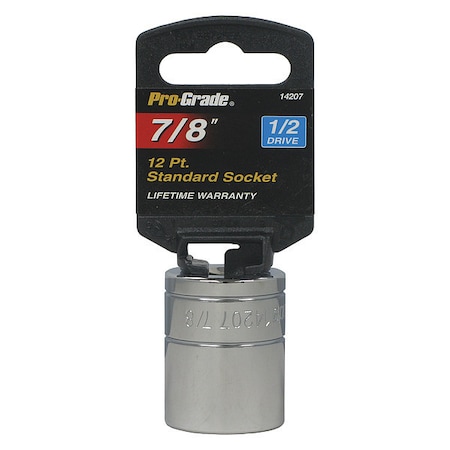 Pro-Grade Tools Socket, 1/2"Dr., 12Pt., 7/8" 14207