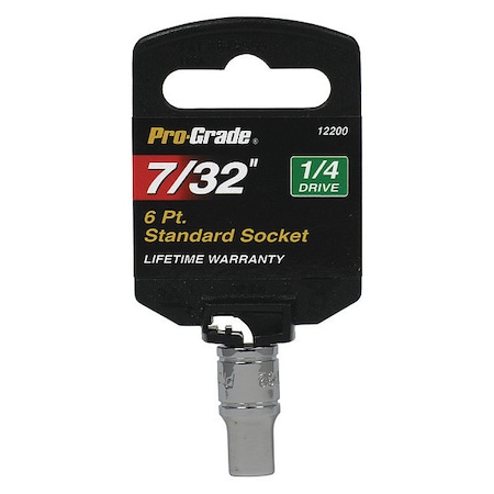 Pro-Grade Tools Socket, 1/4"Dr., 6Pt., 7/32" 12200