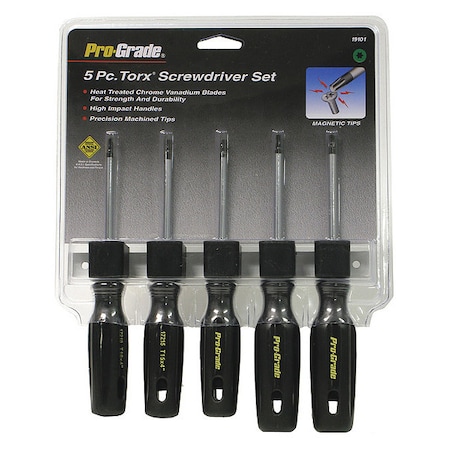 Pro-Grade Tools Screwdriver Set, Torx, 5 pcs. 19101