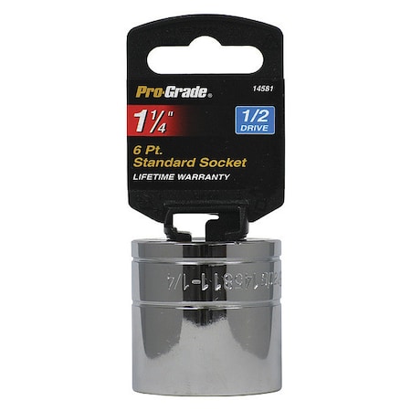 Pro-Grade Tools Socket, 1/2"Dr., 6Pt., 1 1/4" 14581