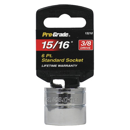 Pro-Grade Tools Socket, 3/8"Dr., 6Pt., 15/16" 13210