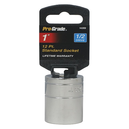 Pro-Grade Tools Socket, 1/2"Dr., 12Pt., 1" 14209