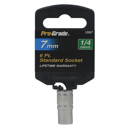 Pro-Grade Tools Socket, 1/4"Dr., 6Pt., 7mm 12507