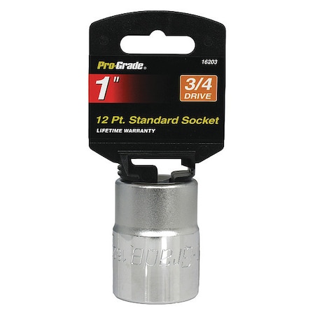 Pro-Grade Tools Socket, 3/4"Dr., 12Pt., 1" 16203