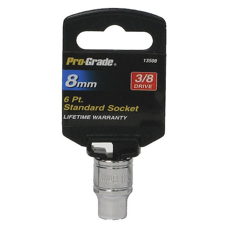 Pro-Grade Tools Socket, 3/8"Dr., 6Pt., 8mm 13508