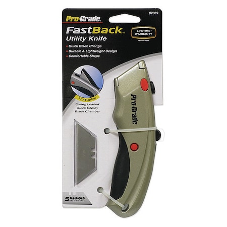 Pro-Grade Tools Fastback Utility Knife, Utility, General Purpose 82069