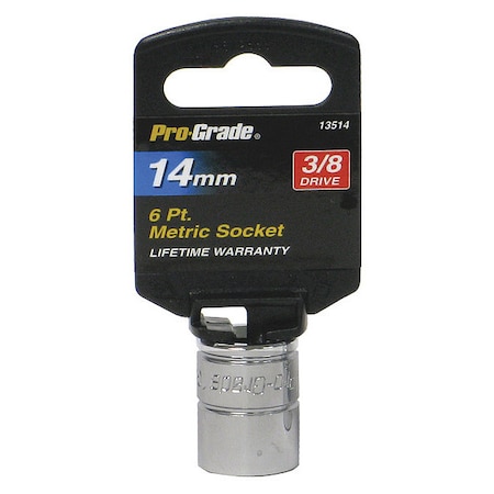 Pro-Grade Tools Socket, 3/8"Dr., 6Pt., 14mm 13514