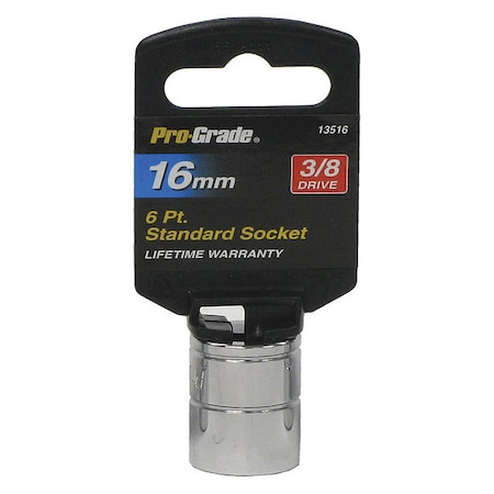 Pro-Grade Tools Socket, 3/8"Dr., 6Pt., 16mm 13516