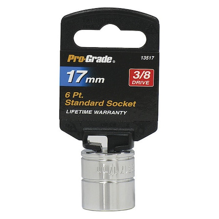 Pro-Grade Tools Socket, 3/8"Dr., 6Pt., 17mm 13517