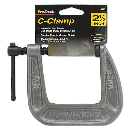 Pro-Grade Tools C-Clamp, 2, 1/2x2-1/2" 59133