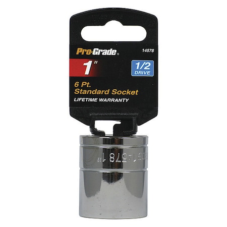 Pro-Grade Tools Socket, 1/2"Dr., 6Pt., 1" 14578