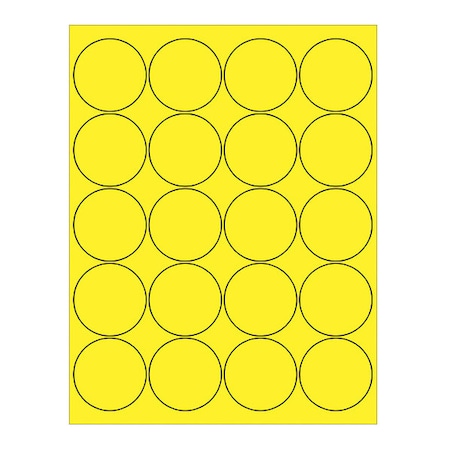 Tape Logic Tape Logic Circle Laser Labels, 2", Fluorescent Yellow, PK2000 LL197YE