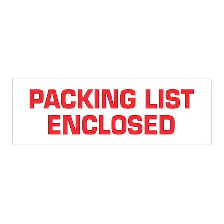 Tape Logic Tape Logic Pre-Printed Carton Sealing Tape, "Packing List Enclosed", 2.2 Mil, 3" x 110 yds, Red/White, 6/Case T905P036PK