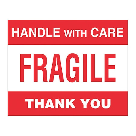 Tape Logic Tape Logic Labels, "Fragile Handle With Care", 8 x 10", Red/White/Black, 250/Roll DL1637