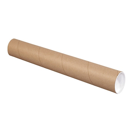 Partners Brand Mailing Tubes with Caps, 3" x 26", Kraft, PK24 P3026K