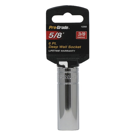 Pro-Grade Tools Socket, 3/8"Dr., 6Pt. Deep, 5/8" 13305