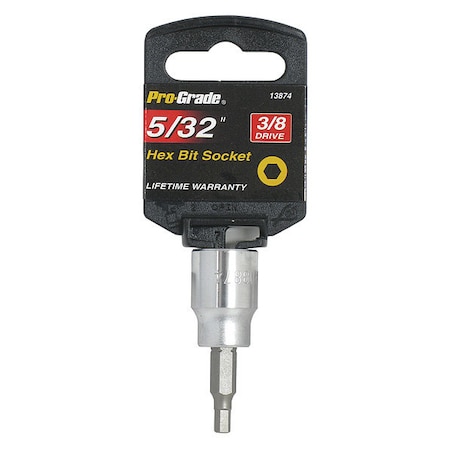 Pro-Grade Tools Socket, 3/8"Dr., 5/32", Hex Bit 13874