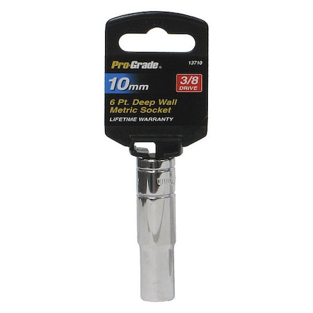 Pro-Grade Tools Socket, 3/8"Dr., 6Pt. Deep, 10mm 13710
