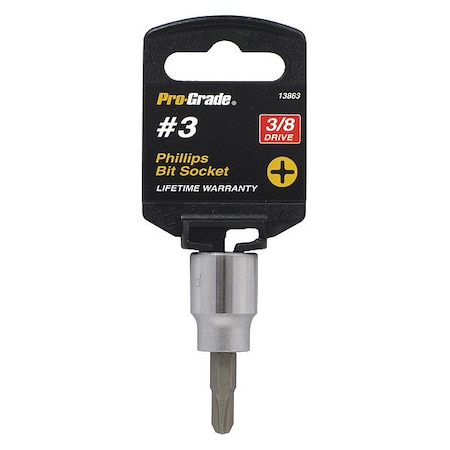 Pro-Grade Tools Socket, 3/8"Dr., No 3 Phillips Bit 13863