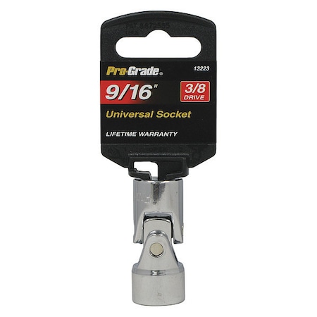 Pro-Grade Tools Socket, 3/8"Dr., 9/16", Universal 13223