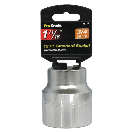 Pro-Grade Tools Socket, 3/4"Dr., 12Pt., 1-11/16" 16214