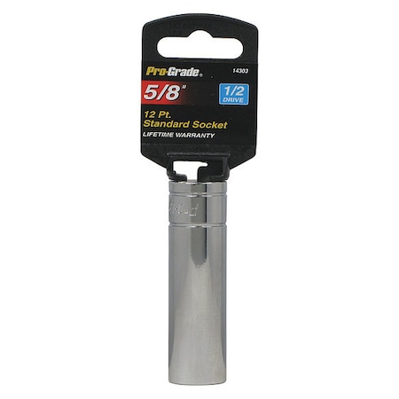 Pro-Grade Tools Socket, 1/2"Dr., 12Pt. Deep, 5/8" 14303