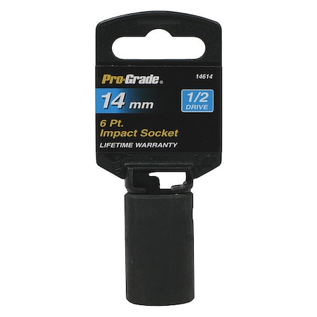 Pro-Grade Tools Socket, 1/2"Dr., 6Pt., 14mm Impact 14614