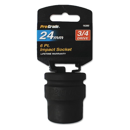 Pro-Grade Tools Socket, 3/4"Dr., 6Pt., 24mm Impact 16285