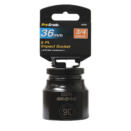 Pro-Grade Tools Socket, 3/4"Dr., 6Pt., 36mm Impact 16293