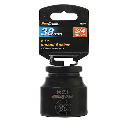 Pro-Grade Tools Socket, 3/4"Dr., 6Pt., 38mm Impact 16294