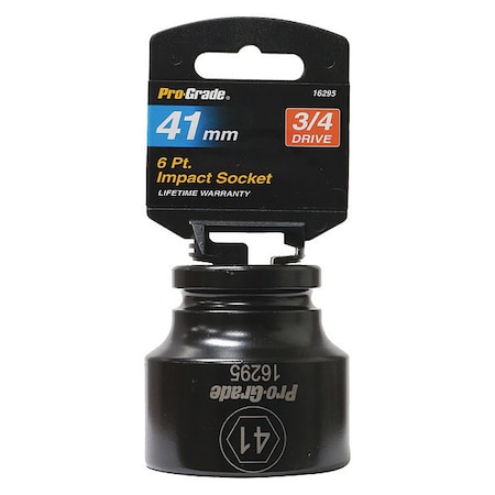 Pro-Grade Tools Socket, 3/4"Dr., 6Pt., 41mm Impact 16295