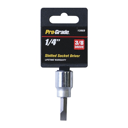 Pro-Grade Tools Socket, 3/8"Dr., 1/4" Slotted Bit 13869