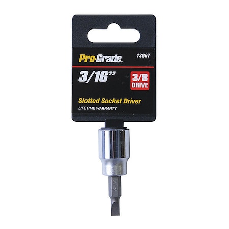 Pro-Grade Tools Socket, 3/8"Dr., 3/16" Slotted Bit 13867