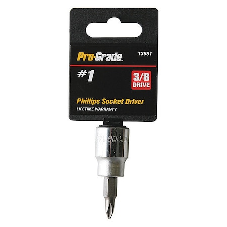 Pro-Grade Tools Socket, 3/8"Dr., No 1 Phillips Bit 13861