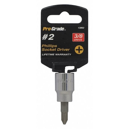 Pro-Grade Tools Socket, 3/8"Dr., No 2 Phillips Bit 13862