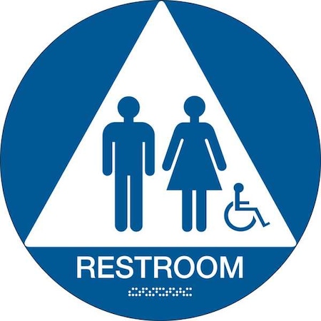 Brady Restroom, 12 in x 12 in, Circle, Plastic, 106184 106184