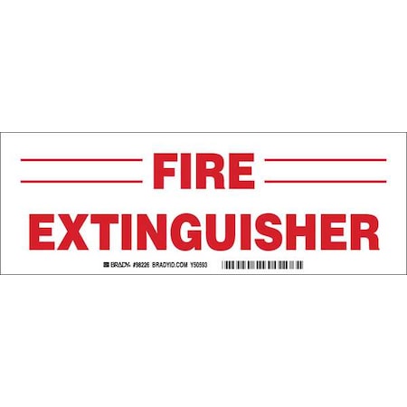 Brady Fire Extinguisher Sign, 3 1/2 in Height, 10 in Width, Polyester, Rectangle, English 20106KLS