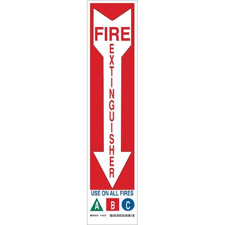 Brady Fire Extinguisher Sign, 18 in Height, 4 in Width, Plastic, Rectangle, English 124569